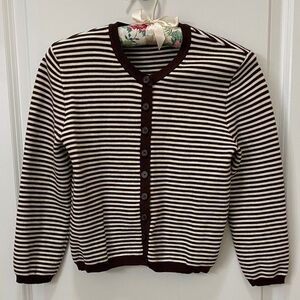 Olivaceous Chocolate and Ivory Striped Cardigan